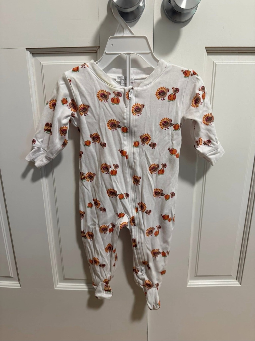 Kissy Kissy Baby Thanksgiving Print One-Piece Footed Zipper Pajamas